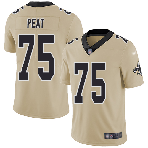 Men New Orleans Saints Limited Gold Andrus Peat Jersey NFL Football 75 Inverted Legend Jersey